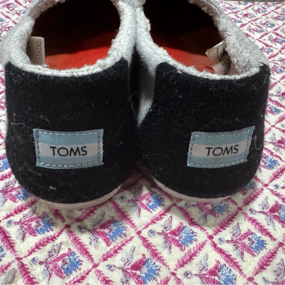 TOMS Black and Gray Slip-On Shoes